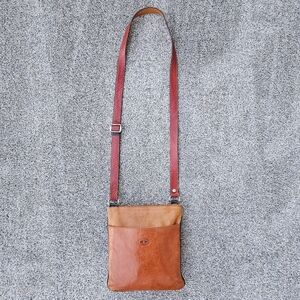 Cuoieria Fiorentina Vintage Crossbody Bag Smooth Brown Leather Purse Italy